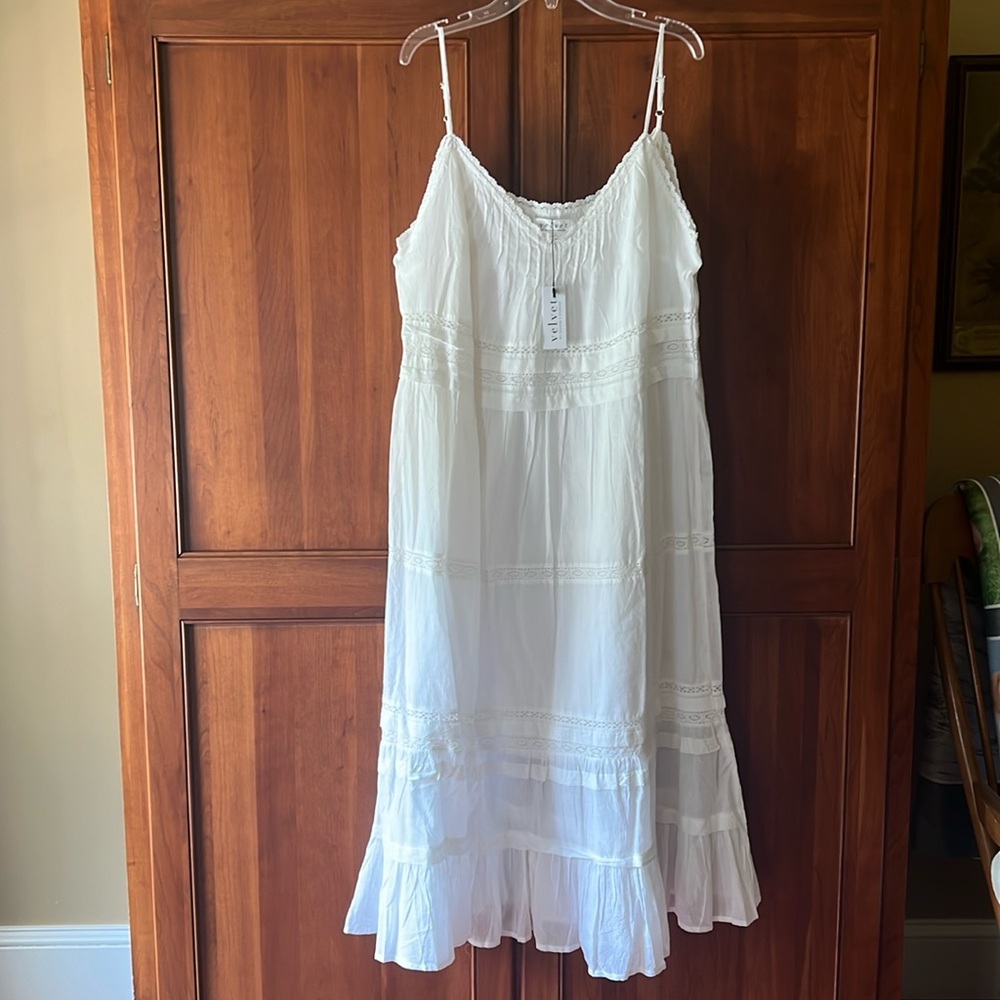 Velvet by Graham & Spencer White Tiered Midi Sundress